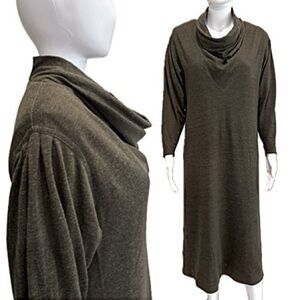 Vintage JAEGER Made in Great Britain Wool Cowl Neck Sweater Dress Size 10 Maxi